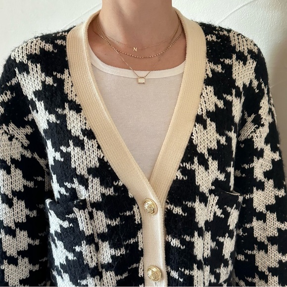 DEREK LAM 10 CROSBY Houndstooth Cropped Wool Blend Cardigan🌸 - Picture 2 of 12
